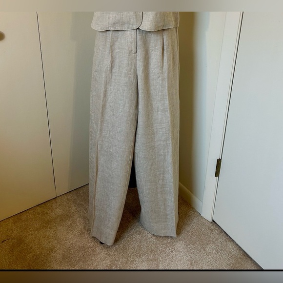 J.Crew NWOT SZ 6 100% NATURAL LINEN Wide-leg Essential Pant 100% linen - Picture 3 of 15